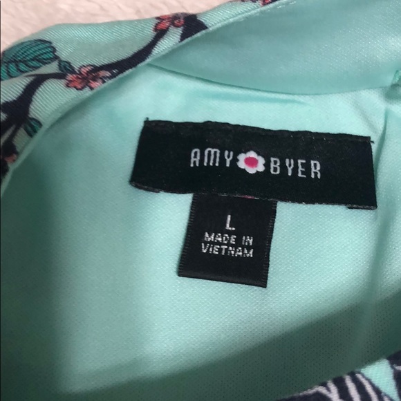 Amy Byer teal floral sleeveless top size large - Picture 5 of 8